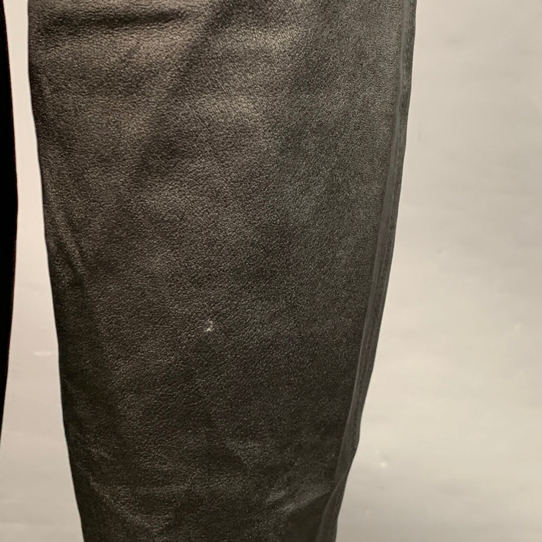 LAFAYETTE 148 Size L Greenwich Black Leather Lambskin Leggings Casual Pants