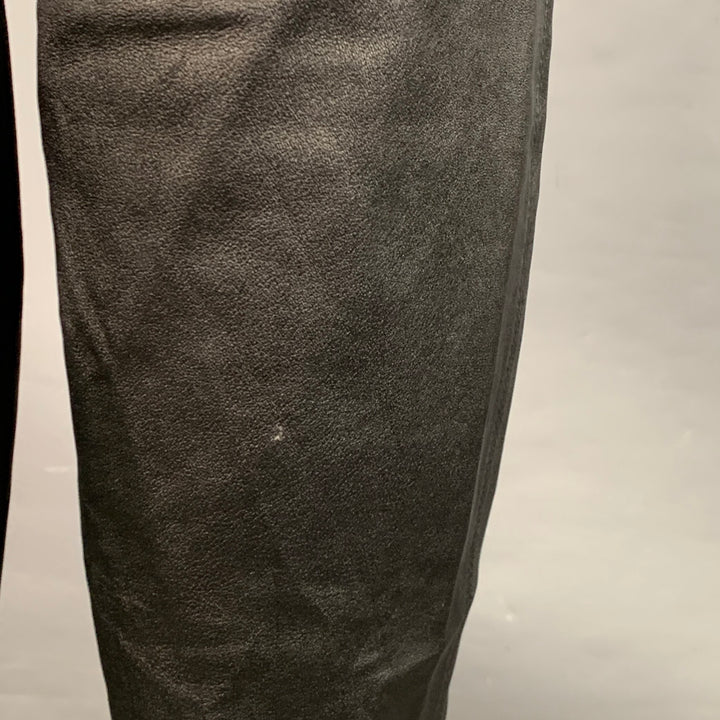 LAFAYETTE 148 Size L Greenwich Black Leather Lambskin Leggings Casual Pants