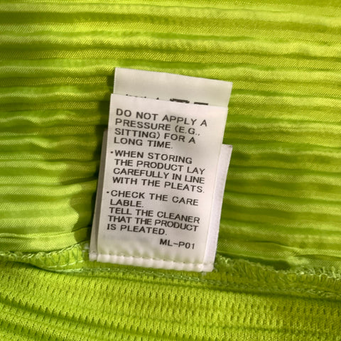 ISSEY MIYAKE Size M Green Lime Pleated Polyester Tunic Long Sleeve Shirt
