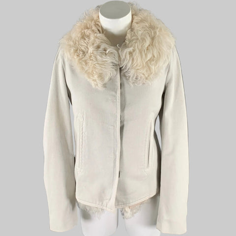 GUCCI FW 2001 by Tom Ford Size S Cream Fur Lined Cotton Jacket