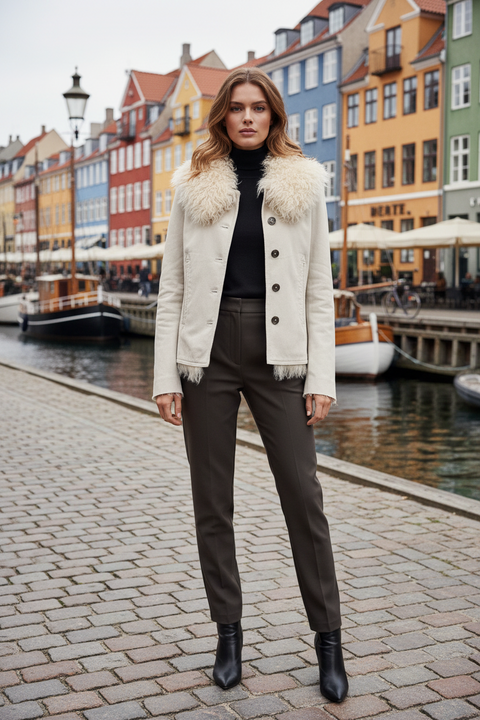 GUCCI FW 2001 by Tom Ford Size S Cream Fur Lined Cotton Jacket