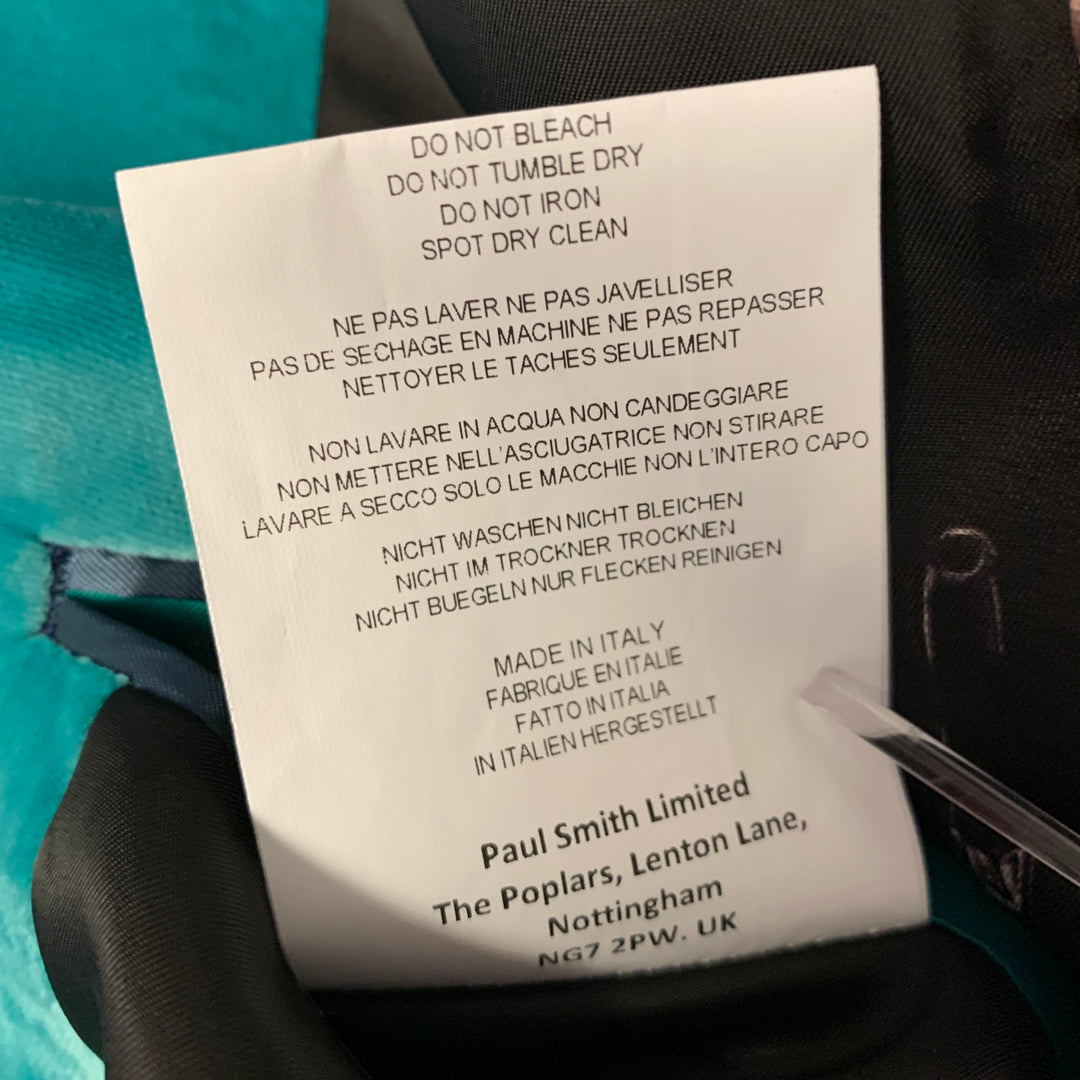 PAUL SMITH Size 38 Teal Polyester Notch Lapel Sport Coat