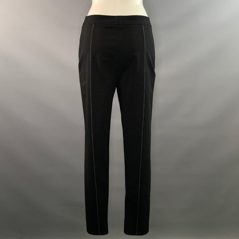 ALTUZARRA Size 6 Black White Contrast Stitch Pintuck Casual Pants