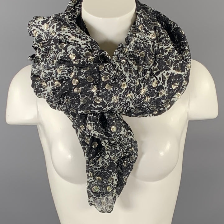 HAIDER ACKERMANN Black Silver & White Abstract Scarves & Shawls