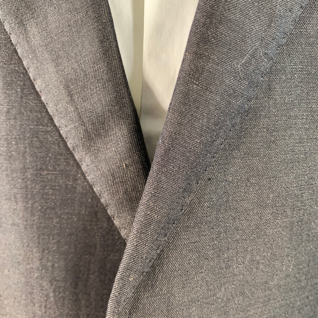 ERMENEGILDO ZEGNA Size 44 Regular Brown Silk Linen Twill Sport Coat