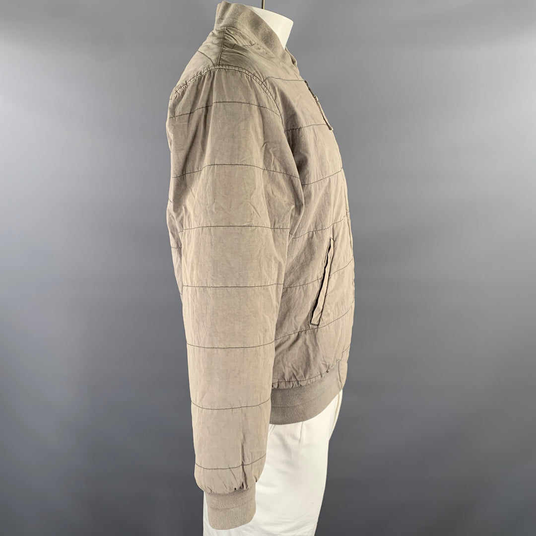 JOHN ELLIOTT Size XL Khaki Quilted Cotton Blend Bomber Jacket