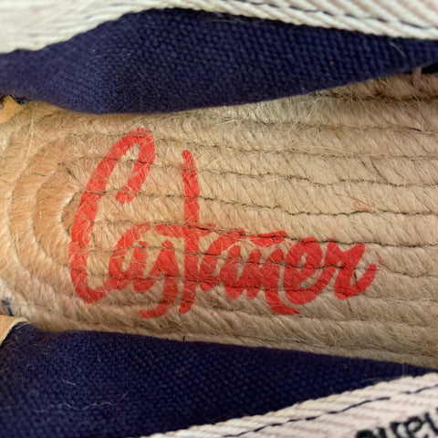 CASTANER Size 11 Navy Black Stripe Canvas Espadrille Slip On Sneakers