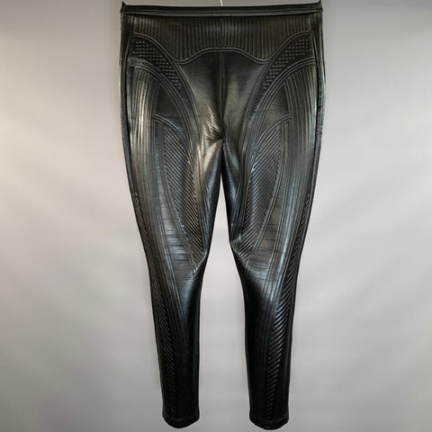 MUGLER Size 10 Black Polyester Blend Lines Skinny Leggings