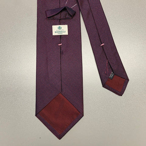 BORRELLI Navy Red Geometric Silk Tie