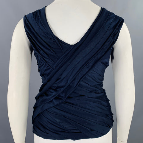 RALPH LAUREN Size L Navy Mercerized Cotton Sleeveless Casual Top