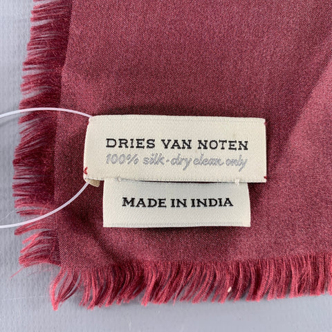 DRIES VAN NOTEN Burgundy Beige Dancing Man Silk Pocket Square