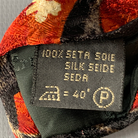 ERMENEGILDO ZEGNA Burgundy Black Abstract Silk Tie