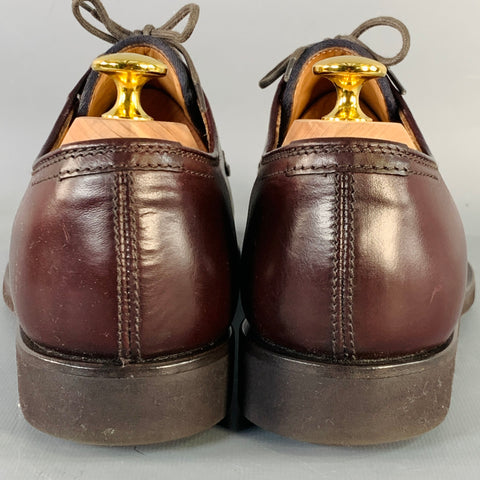 BRUNELLO CUCINELLI Size 8 Burgundy Leather Derby Lace-Up Shoes