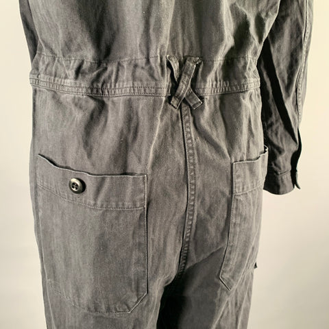ALEX MILL Size M Black Herringbone Cotton Zip Up Jumpsuits & Overalls