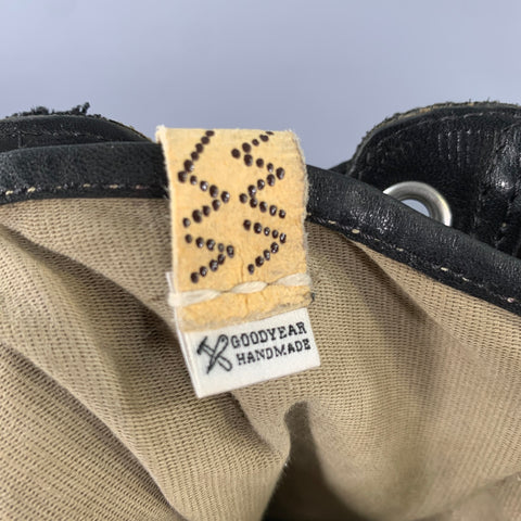 VISVIM Size 9.5 Black Olive Distressed Leather Canvas Lace Up Boots