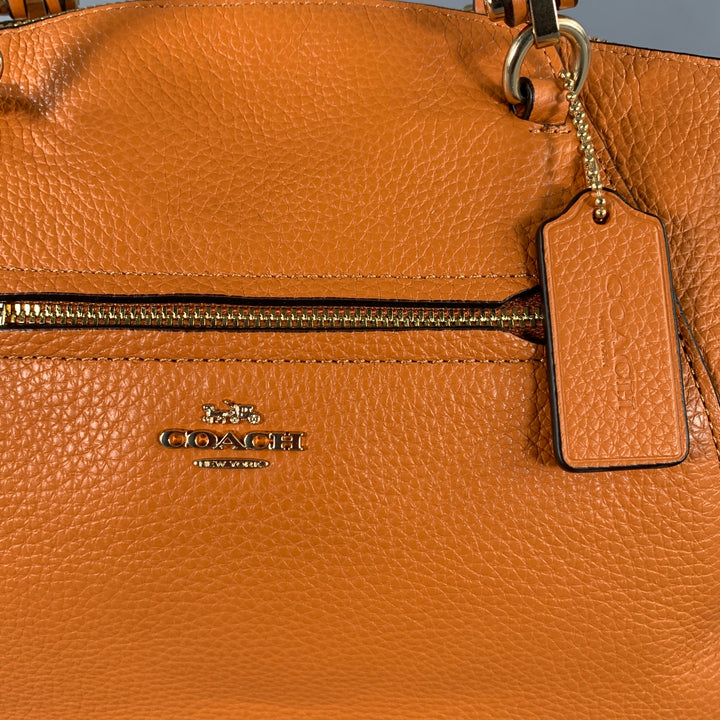 COACH Prairie Satchel Orange Gold Pebble Grain Leather Handbag