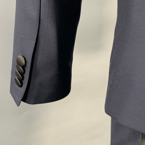 INDOCHINO Size 38 Navy Black Contrast Trim Wool Cashmere Tuxedo