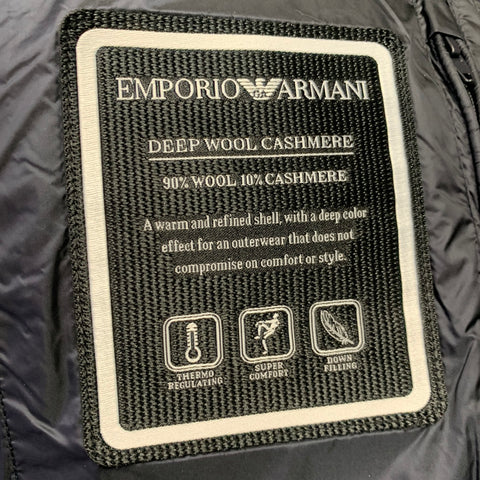 EMPORIO ARMANI Size 44 Navy Wool Cashmere Padded Coat