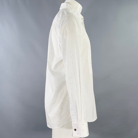 BURBERRY Size S Evening Gem White Embellishment Cotton Tuxedo Long Sleeve Shirt