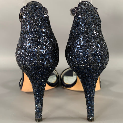 CHIARA FERRAGNI Size 9 Blue Glittery Ankle Strap Sandals
