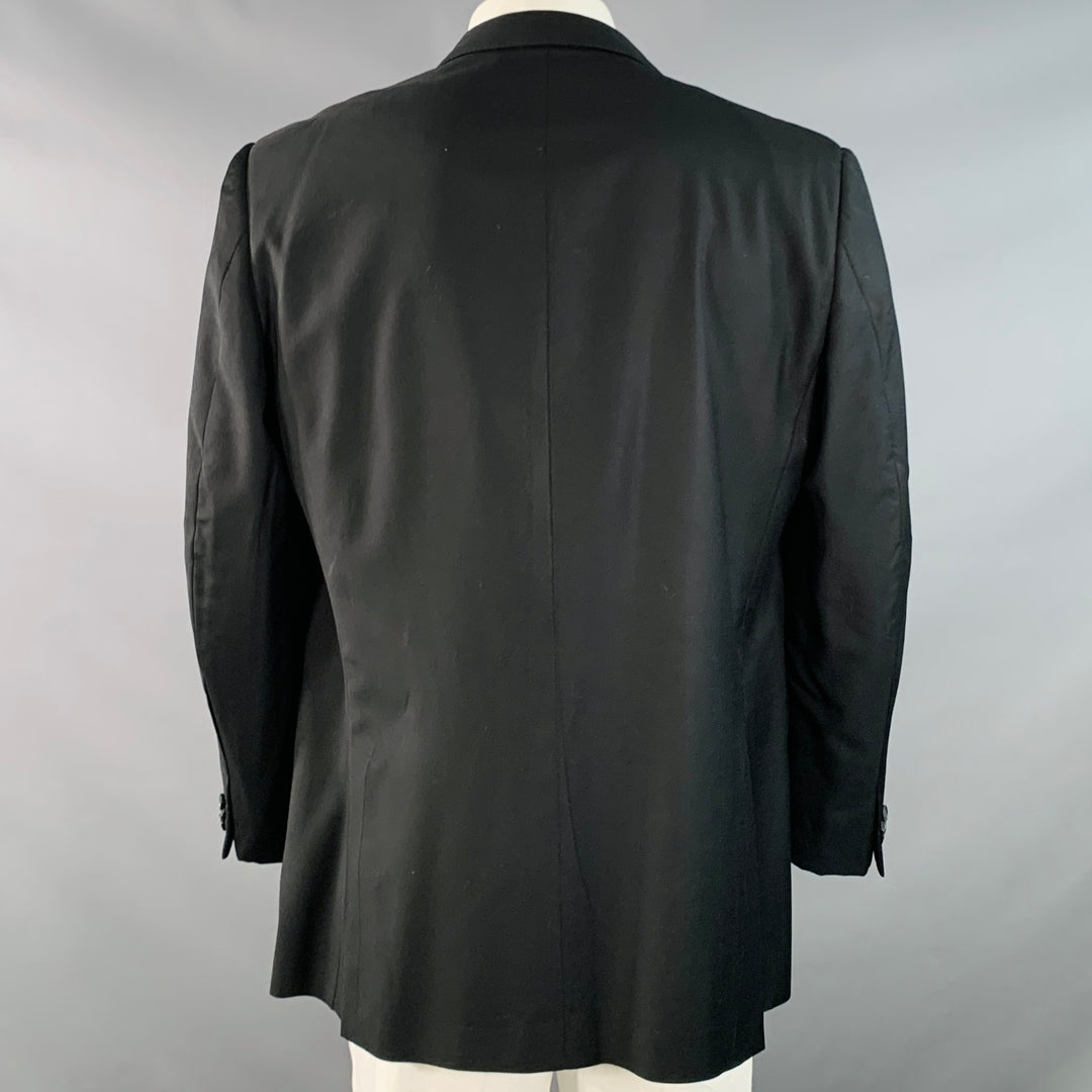 ERMENEGILDO ZEGNA Size 48 Regular Black Wool Twill Notch Lapel Sport Coat