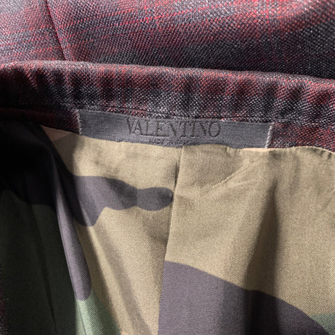 VALENTINO FW2017 Chest Size 38 Grey Burgundy LV3CE5003ER Plaid Wool 32 32 Suit
