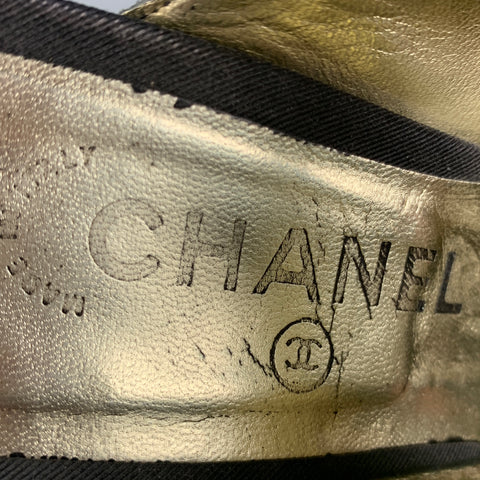 CHANEL Size 7 Black Taffeta Bow Slingback Pumps
