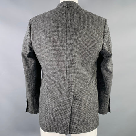 BLACK FLEECE Size 40 Grey Charcoal Grid Wool Notch Lapel Sport Coat