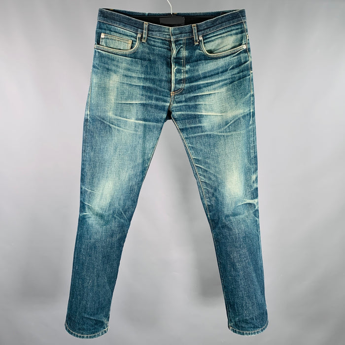 DIOR HOMME Jean en Coton Délavé Bleu Taille 31 à Boutons