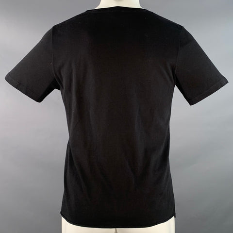 SAINT LAURENT Size XS 24 UNIVERSITE Black Gold Graphic Cotton Short Sleeve T-shirt