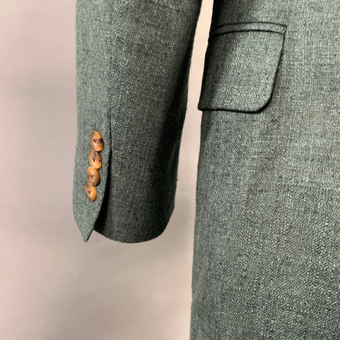 PAUL STUART Size 40 Green Silk Cashmere Single Breasted Sport Coat