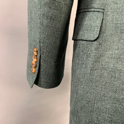 PAUL STUART Size 40 Green Silk Cashmere Single Breasted Sport Coat