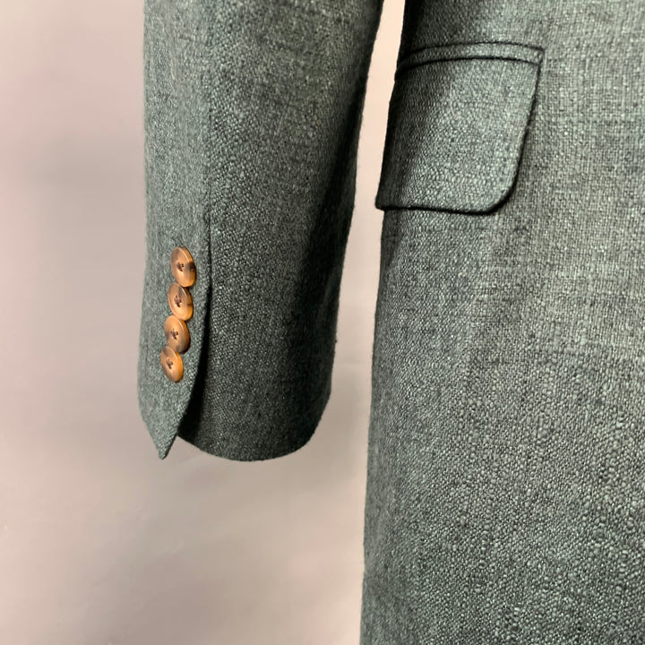 PAUL STUART Size 40 Green Silk Cashmere Single Breasted Sport Coat