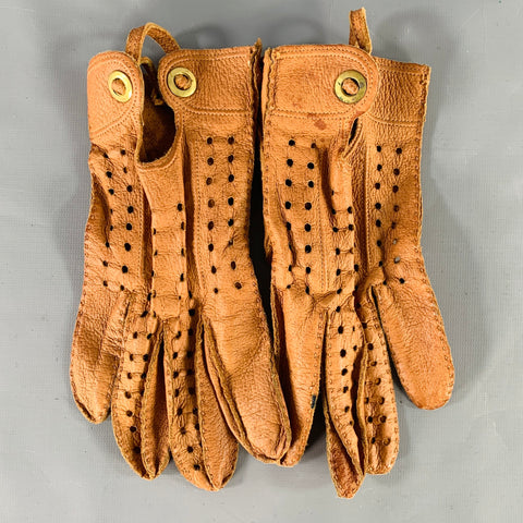 Gants en cuir perforé beige VINTAGE