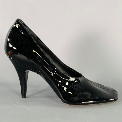 PHOEBE PHILO Size 7.5 Black Patent Leather Square Toe Pumps