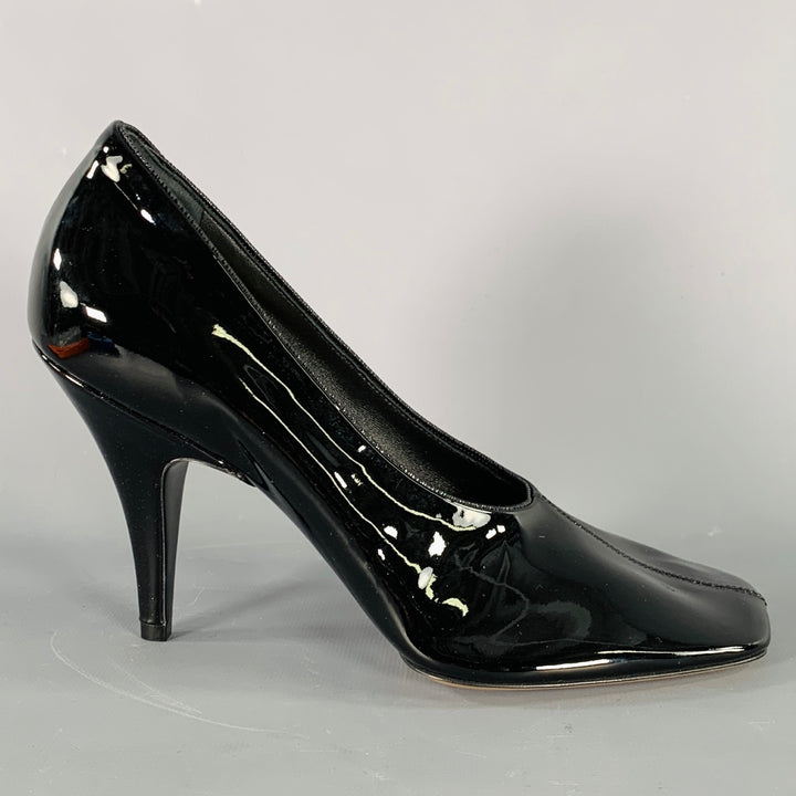 PHOEBE PHILO Size 7.5 Black Patent Leather Square Toe Pumps