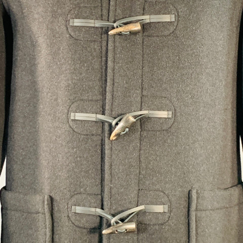 MONTGOMERY Size L Black Wool Toggle Closure Duffle Coat