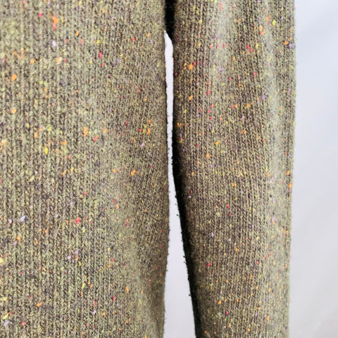 HARLEY Size XXL Green Melange Merino Wool Crew Neck Sweater