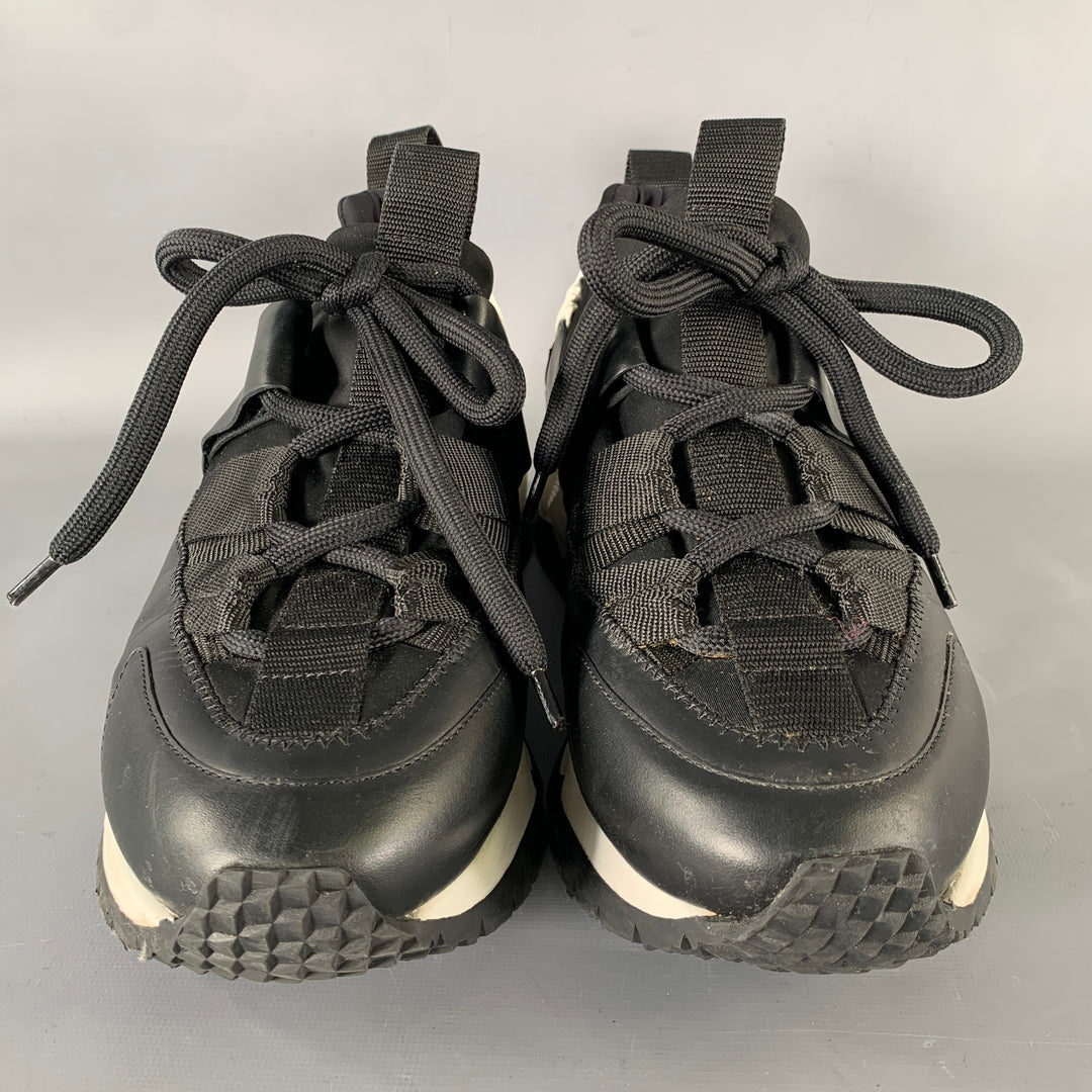 PIERRE HARDY Size 12 Black White Layered Leather Platform Sneakers