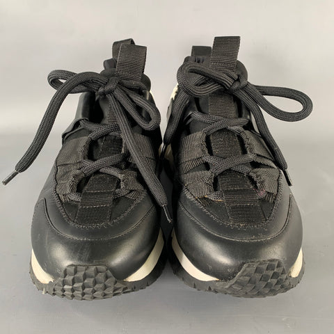 PIERRE HARDY Size 12 Black White Layered Leather Platform Sneakers