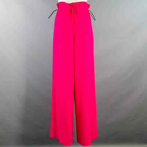 AMI by ALEXANDRE MATTIUSSI Size XS Pink Fuchsia Viscose Blend Drawstring Wide Leg Dress Pants