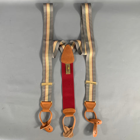 TRAFALGAR Grey Gold green red Stripe Suspenders