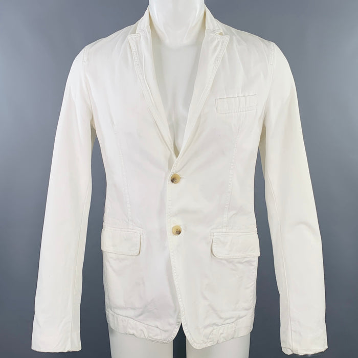 D&G by DOLCE & GABBANA Size 38 White Cotton Peak Lapel Jacket