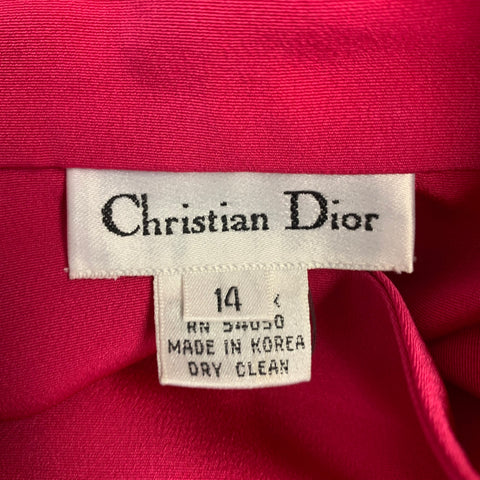 CHRISTIAN DIOR Size 14 Pink Fuchsia Silk Padded Dress Top