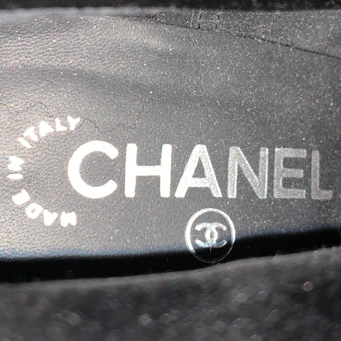 CHANEL Size 10 Black Leather Platform Heel Boots