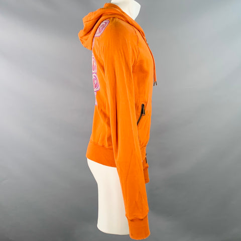 DSQUARED2 Size M Friend Named Jesus Orange Purple Print Cotton Hoodie Sweatshirt