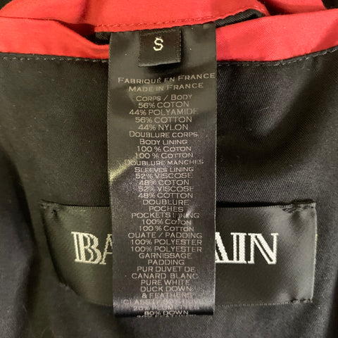 BALMAIN Size S Red Brick Cotton Polyamide Quilted Jacket