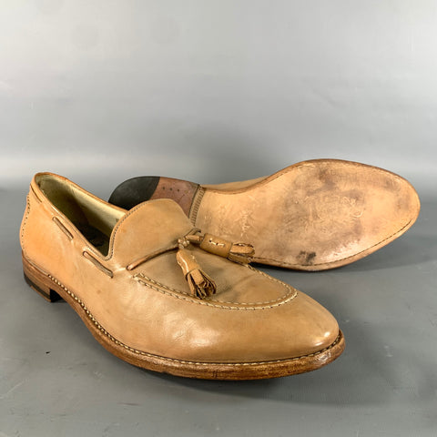 PAUL SMITH Size 10.5 Tan Antique Leather Tassels Loafers