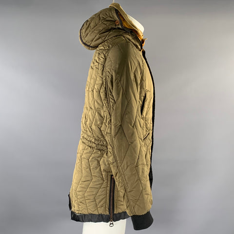 SCOTCH AND SODA Chest Size S Olive Orange & Black Quilted Nylon Parka Jacket
