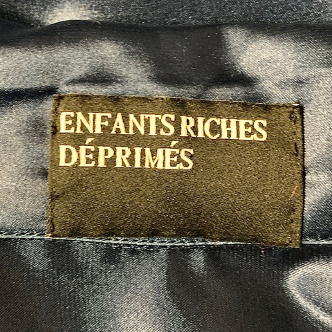 ENFANTS RICHES DEPRIMES Size XL Navy Burgundy & White Silk Short Sleeve Shirt